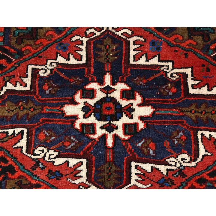 6'8" x 9'3" Vintage Hand Knotted Red Wool Rectangle Oriental Rug - MOA10285237