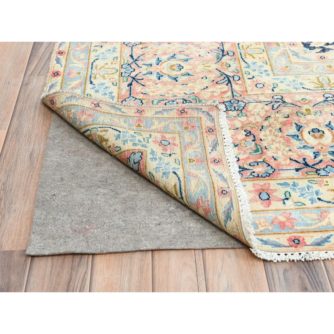 11'7" x 15'9" Vintage Hand Knotted Blue Wool Rectangle Oriental Rug - MOA10285272
