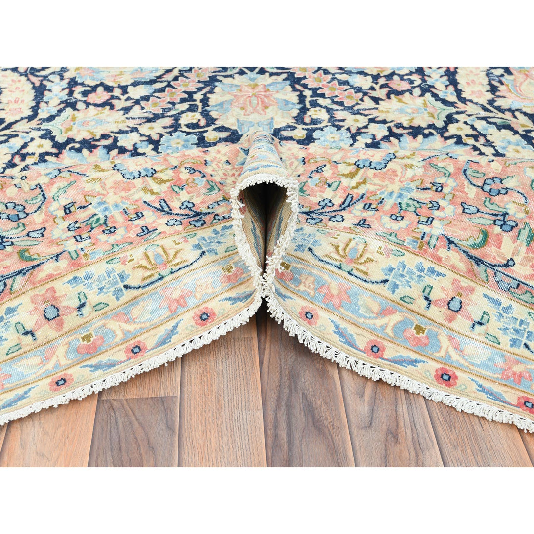 11'7" x 15'9" Vintage Hand Knotted Blue Wool Rectangle Oriental Rug - MOA10285272