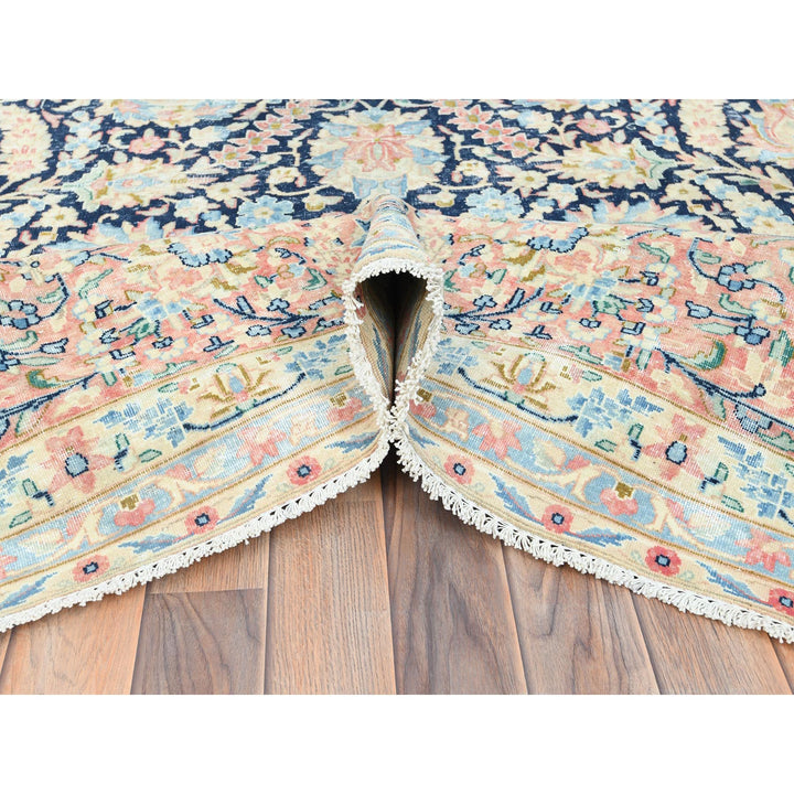 11'7" x 15'9" Vintage Hand Knotted Blue Wool Rectangle Oriental Rug - MOA10285272