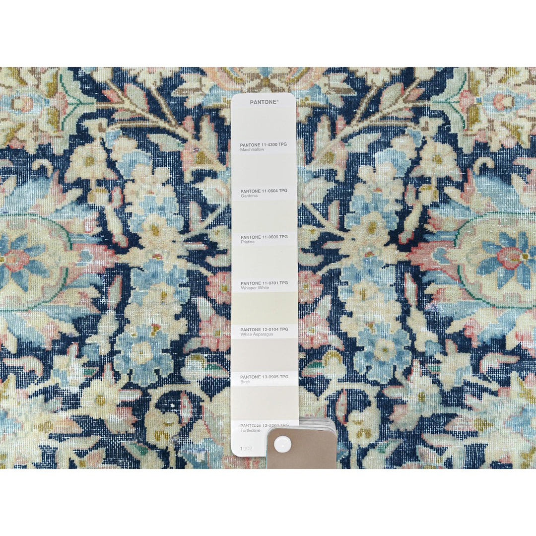 11'7" x 15'9" Vintage Hand Knotted Blue Wool Rectangle Oriental Rug - MOA10285272