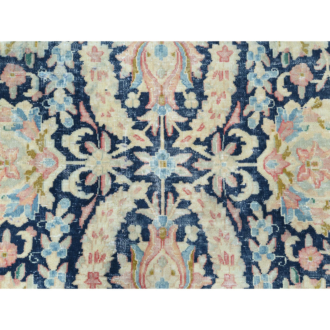 11'7" x 15'9" Vintage Hand Knotted Blue Wool Rectangle Oriental Rug - MOA10285272
