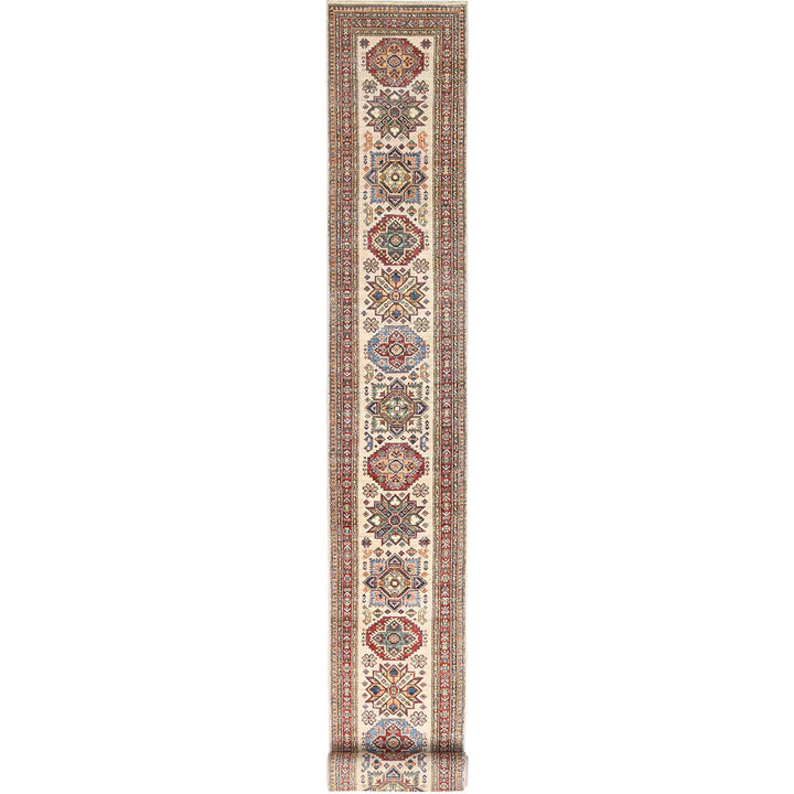 2'9" x 35'8" New Hand Knotted Ivory Wool Runner Oriental Rug - MOA10285291