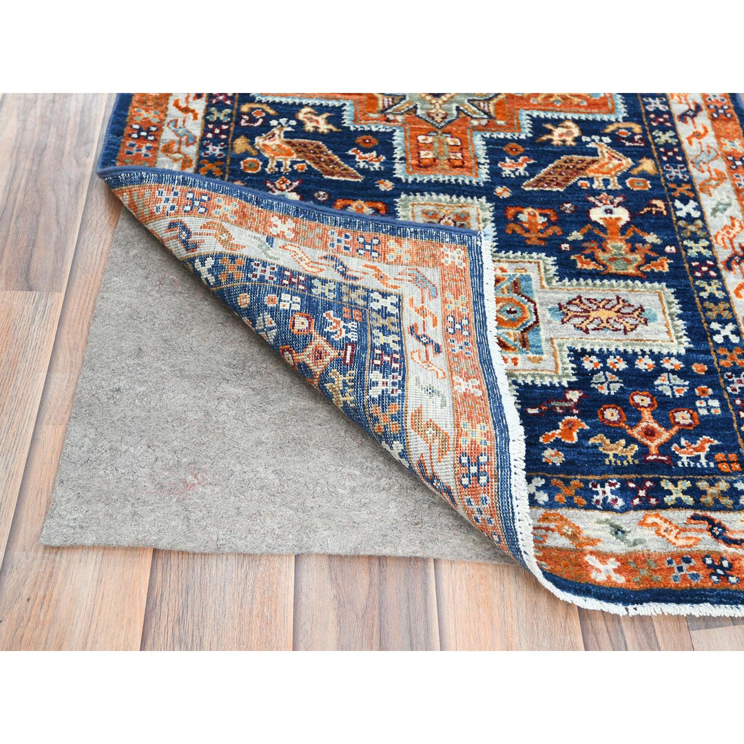 2'1" x 5'10" New Hand Knotted Blue Wool Runner Oriental Rug - MOA10285306