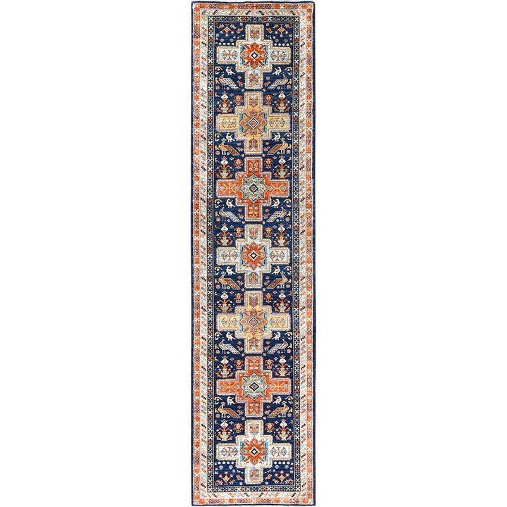 2'9" x 11'3" New Hand Knotted Blue Wool Runner Oriental Rug - MOA10285307