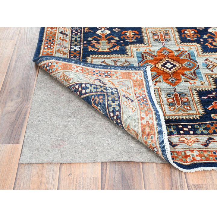 2'9" x 11'3" New Hand Knotted Blue Wool Runner Oriental Rug - MOA10285307