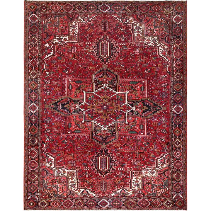 10'1" x 12'9" Vintage Hand Knotted Red Wool Rectangle Oriental Rug - MOA10285382