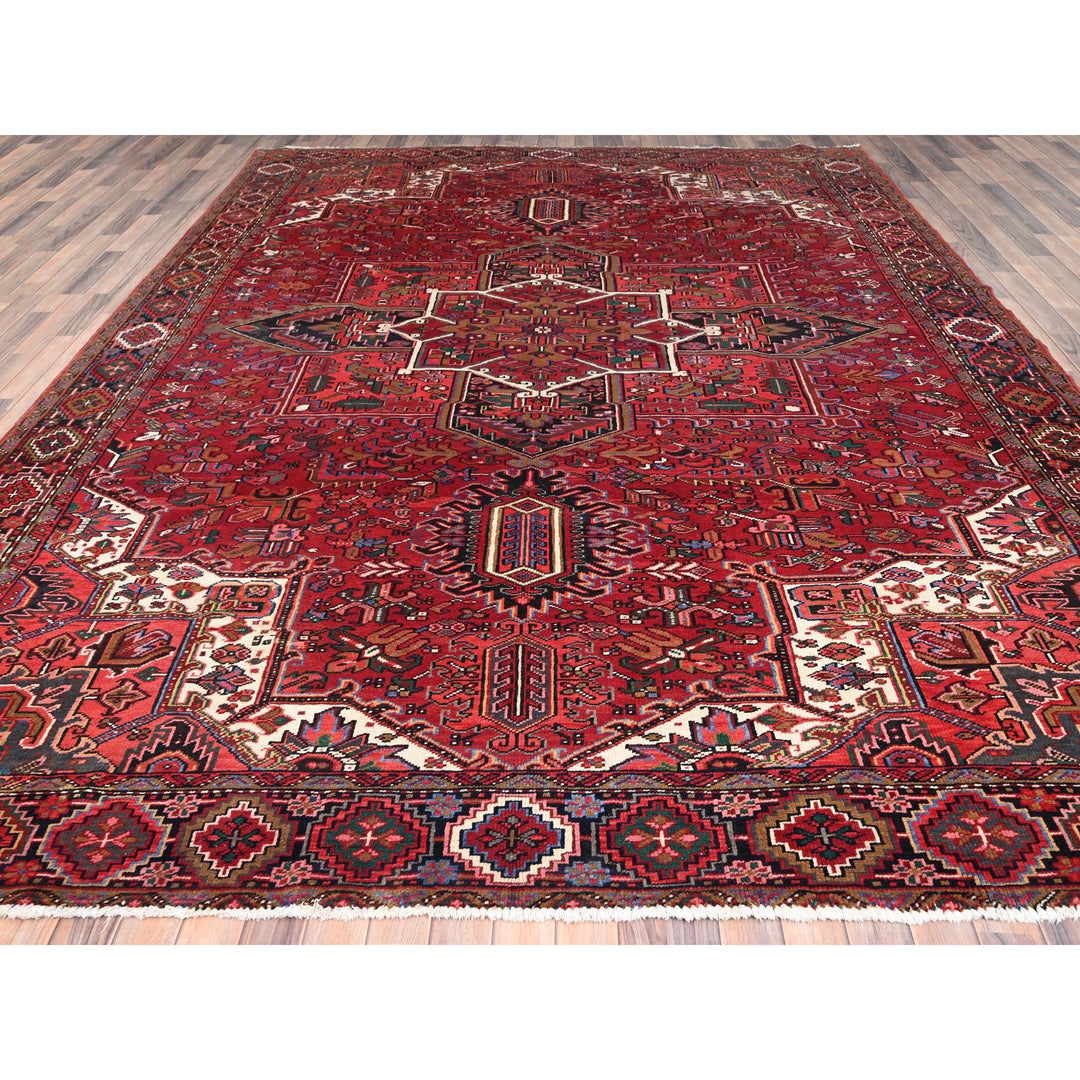 10'1" x 12'9" Vintage Hand Knotted Red Wool Rectangle Oriental Rug - MOA10285382