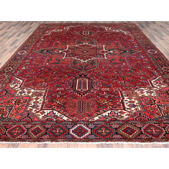 10'1" x 12'9" Vintage Hand Knotted Red Wool Rectangle Oriental Rug - MOA10285382