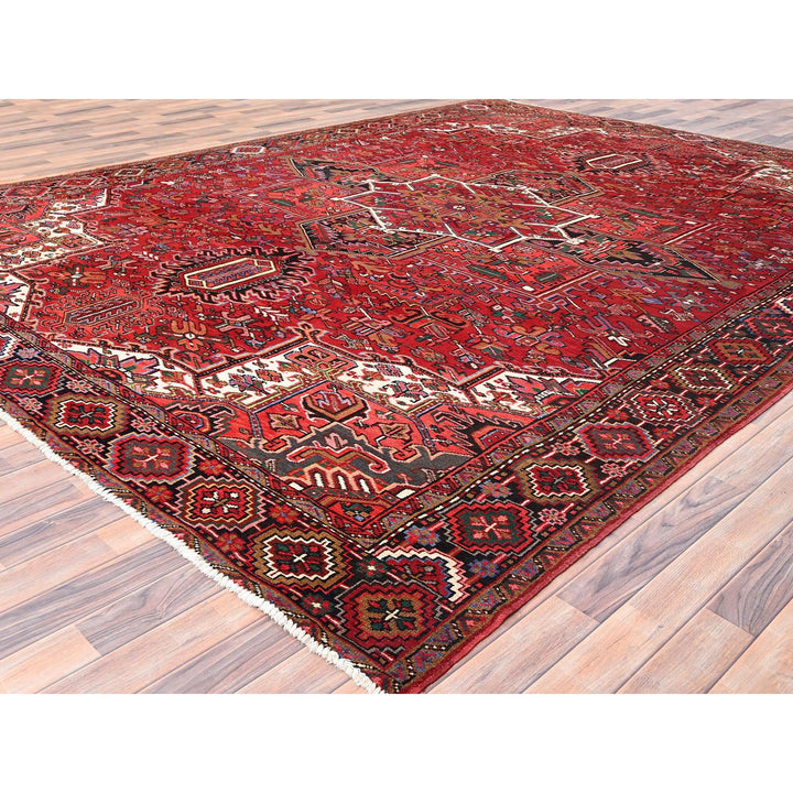 10'1" x 12'9" Vintage Hand Knotted Red Wool Rectangle Oriental Rug - MOA10285382