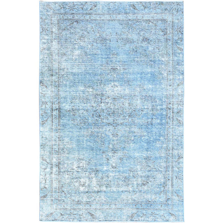 5'5" x 8'10" Vintage Hand Knotted Blue Wool Rectangle Oriental Rug - MOA10285405
