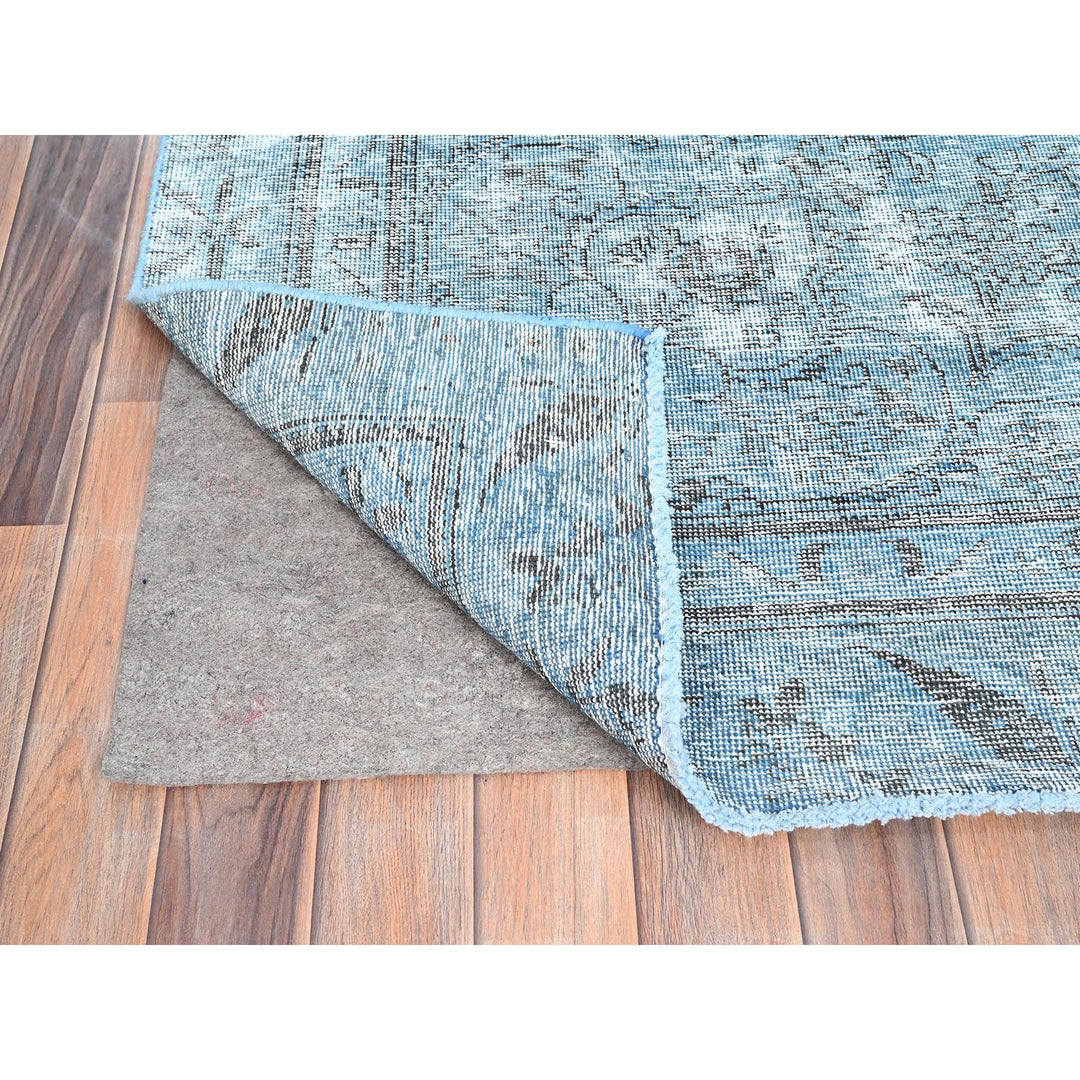 5'5" x 8'10" Vintage Hand Knotted Blue Wool Rectangle Oriental Rug - MOA10285405