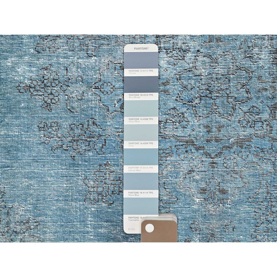 5'5" x 8'10" Vintage Hand Knotted Blue Wool Rectangle Oriental Rug - MOA10285405