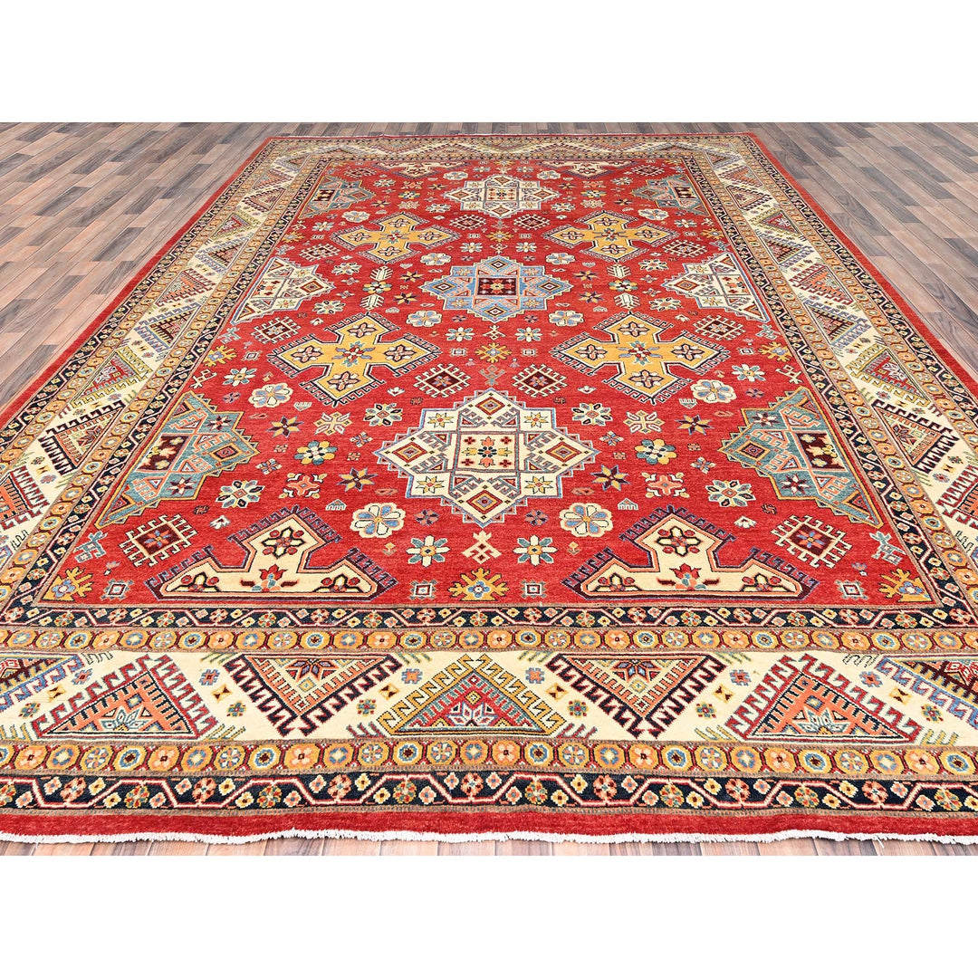 10'0" x 14'0" New Hand Knotted Red Wool Rectangle Oriental Rug - MOA10285410