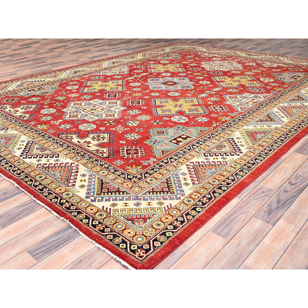 10'0" x 14'0" New Hand Knotted Red Wool Rectangle Oriental Rug - MOA10285410