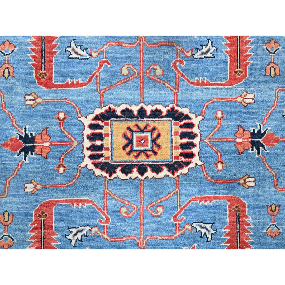 9'0" x 11'6" New Hand Knotted Blue Wool Rectangle Oriental Rug - MOA10285447