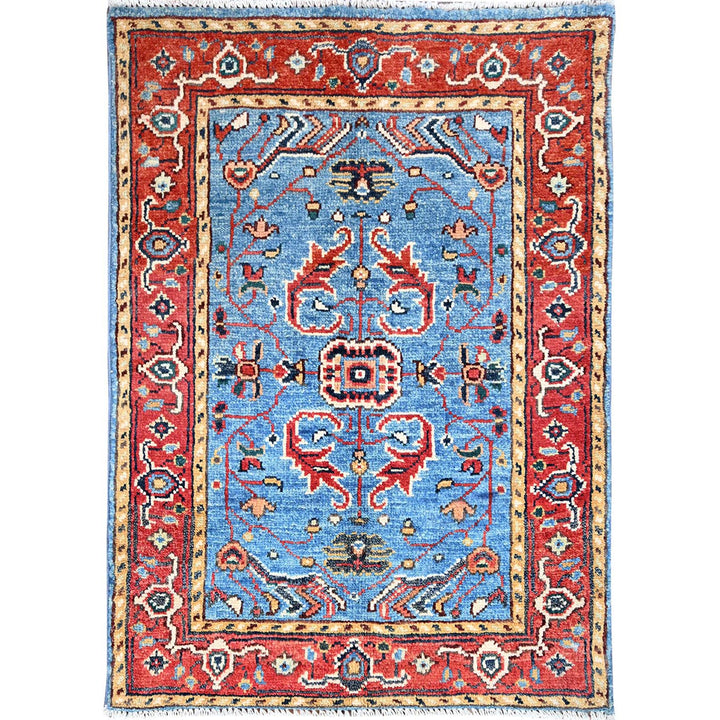 2'1" x 2'10" New Hand Knotted Blue Cotton Rectangle Oriental Rug - MOA10285474