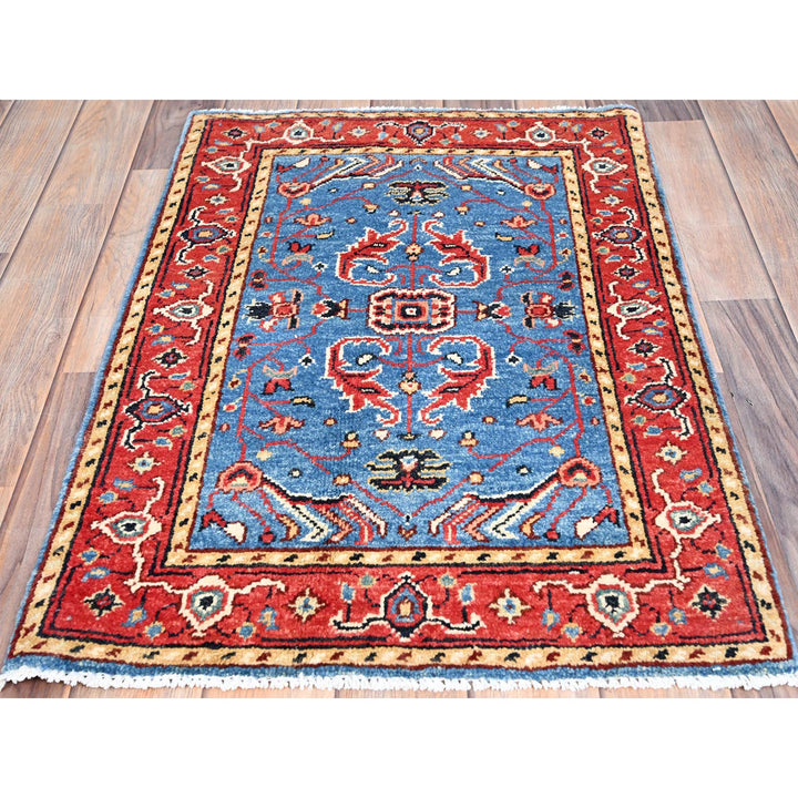 2'0" x 2'10" New Hand Knotted Blue Cotton Rectangle Oriental Rug - MOA10285475