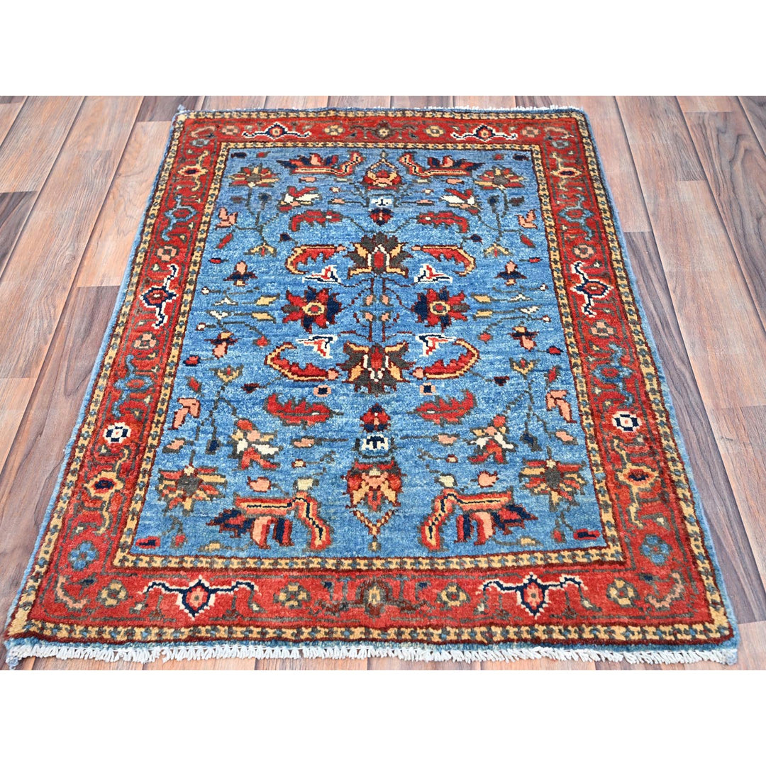 2'1" x 3'0" New Hand Knotted Blue Cotton Rectangle Oriental Rug - MOA10285479