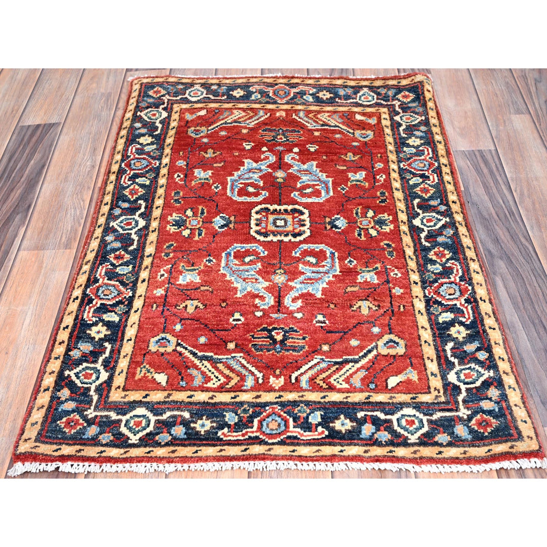 2'1" x 2'10" New Hand Knotted Red Cotton Rectangle Oriental Rug - MOA10285480