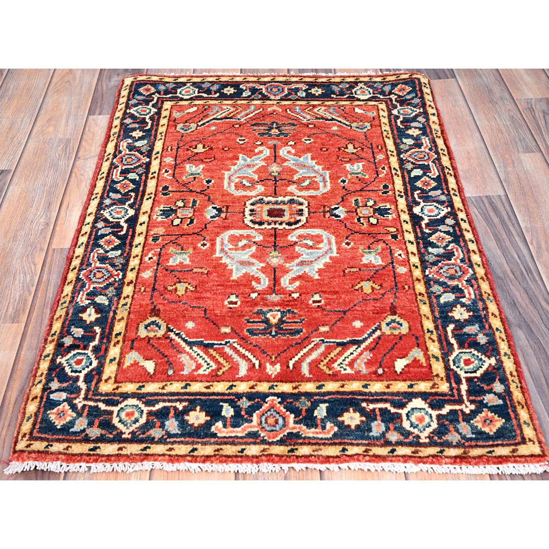 2'0" x 3'0" New Hand Knotted Red Cotton Rectangle Oriental Rug - MOA10285481