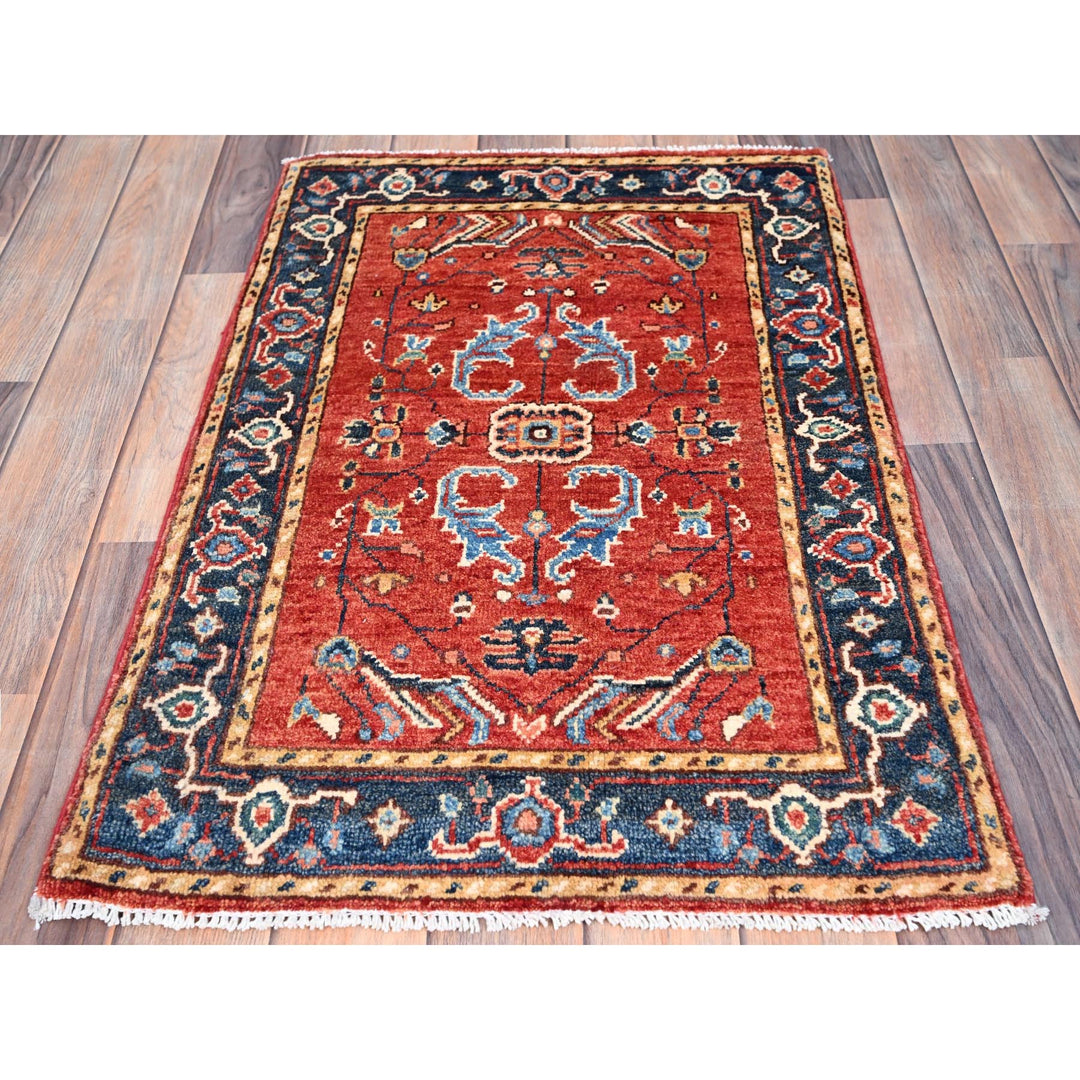 2'0" x 3'0" New Hand Knotted Red Cotton Rectangle Oriental Rug - MOA10285482