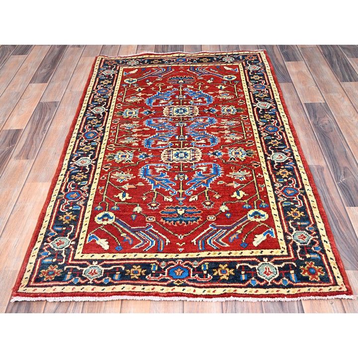 2'10" x 4'7" New Hand Knotted Red Wool Rectangle Oriental Rug - MOA10285511