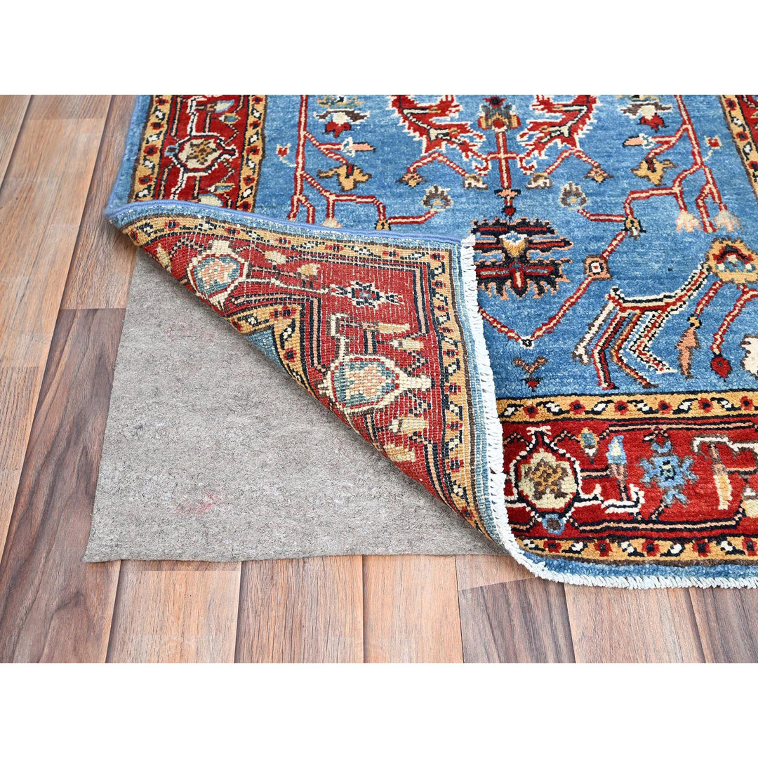 2'8" x 5'0" New Hand Knotted Blue Wool Rectangle Oriental Rug - MOA10285515