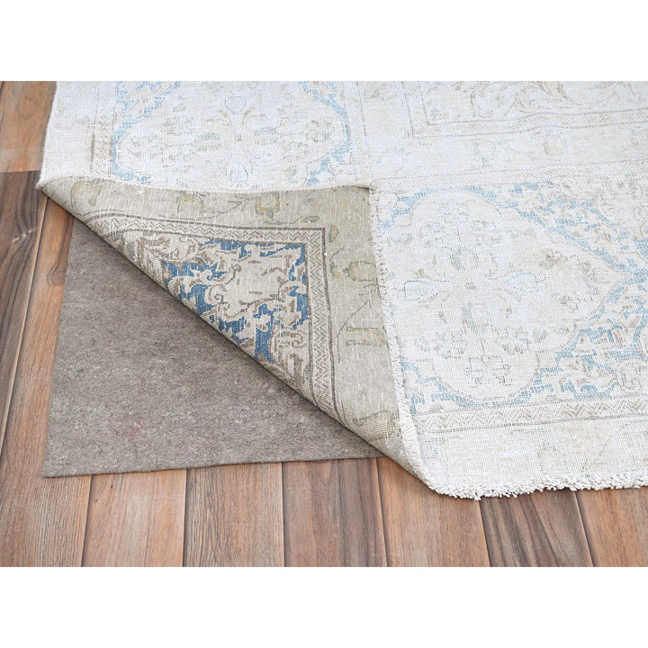 9'4" x 12'3" Vintage Hand Knotted Ivory Wool Rectangle Oriental Rug - MOA10285525