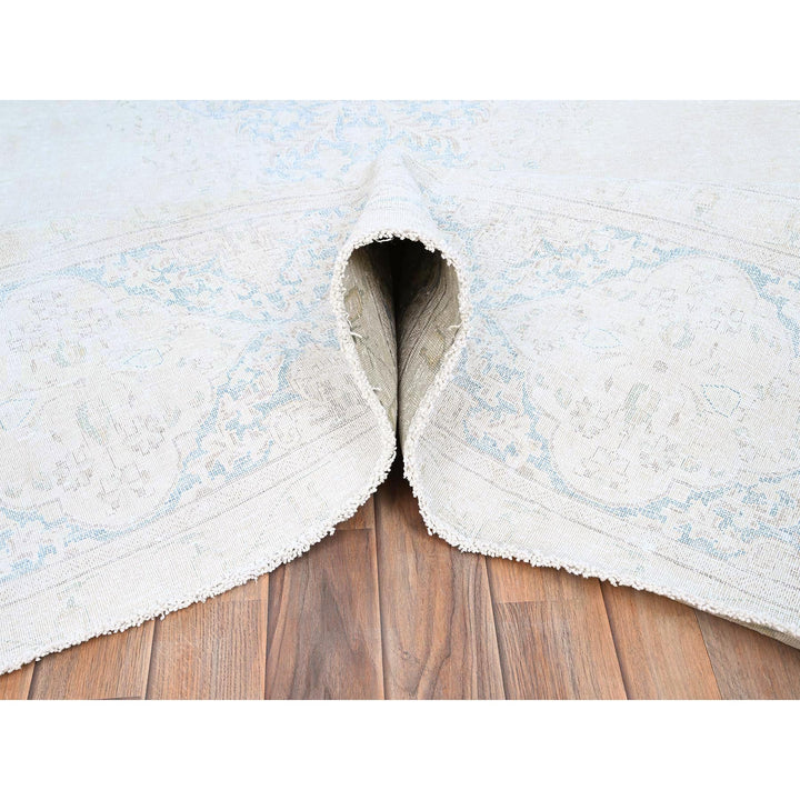 9'4" x 12'3" Vintage Hand Knotted Ivory Wool Rectangle Oriental Rug - MOA10285525