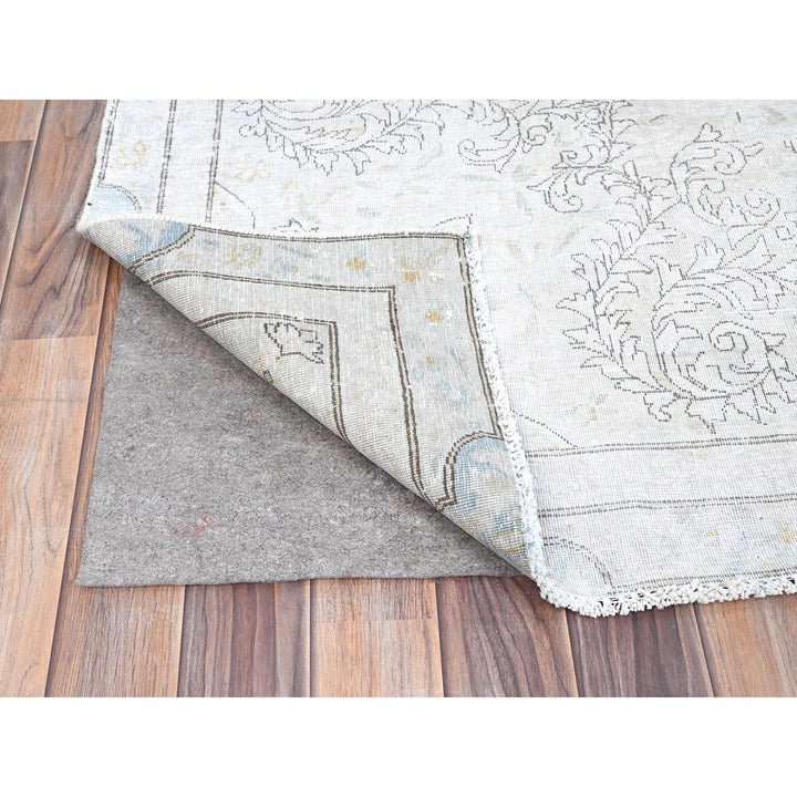 7'2" x 9'10" Vintage Hand Knotted Ivory Wool Rectangle Oriental Rug - MOA10285529