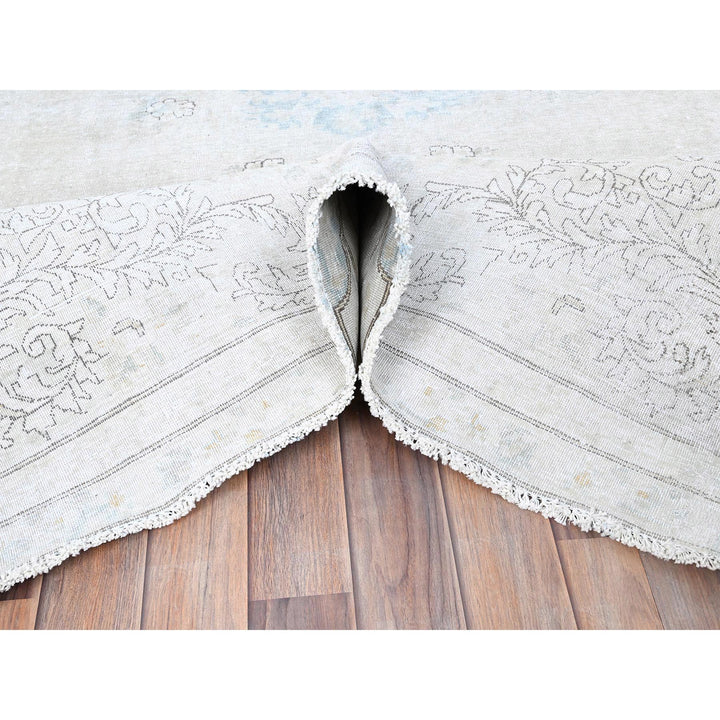 7'2" x 9'10" Vintage Hand Knotted Ivory Wool Rectangle Oriental Rug - MOA10285529