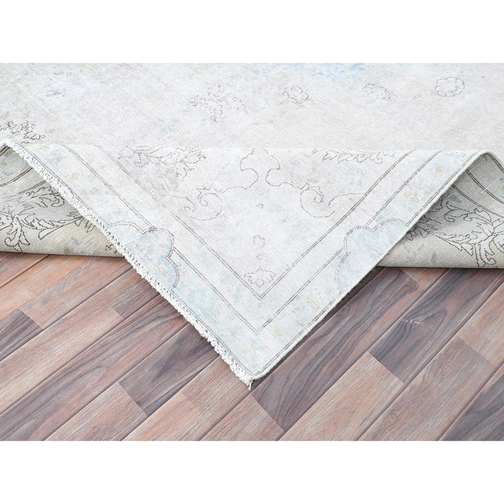 7'2" x 9'10" Vintage Hand Knotted Ivory Wool Rectangle Oriental Rug - MOA10285529