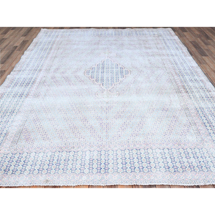 7'9" x 10'1" Vintage Hand Knotted Blue Wool Rectangle Oriental Rug - MOA10285531