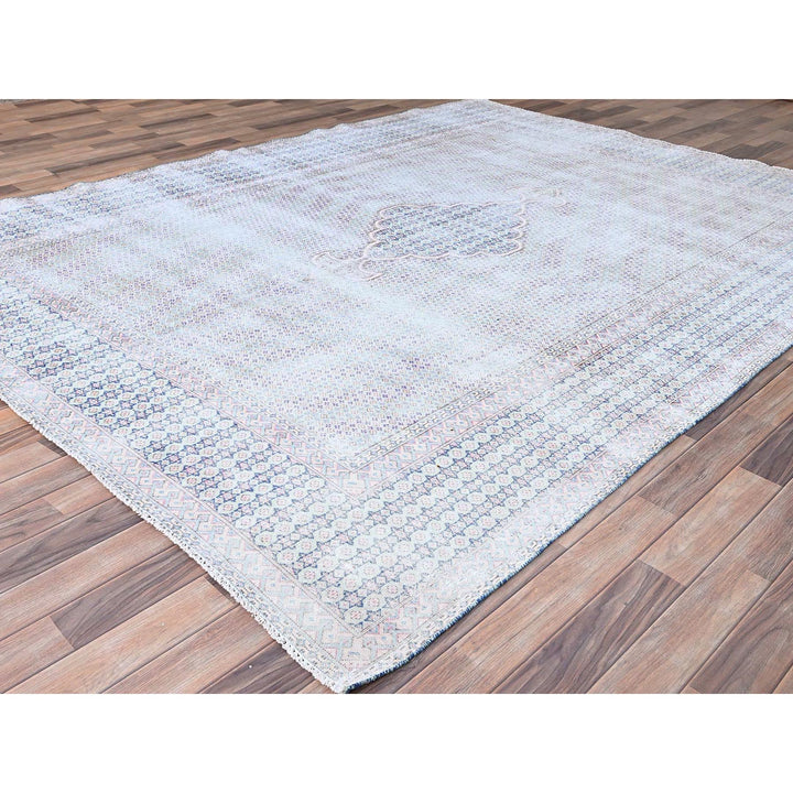 7'9" x 10'1" Vintage Hand Knotted Blue Wool Rectangle Oriental Rug - MOA10285531
