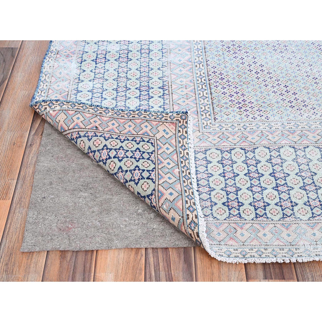 7'9" x 10'1" Vintage Hand Knotted Blue Wool Rectangle Oriental Rug - MOA10285531