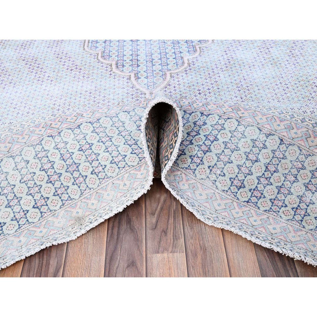 7'9" x 10'1" Vintage Hand Knotted Blue Wool Rectangle Oriental Rug - MOA10285531