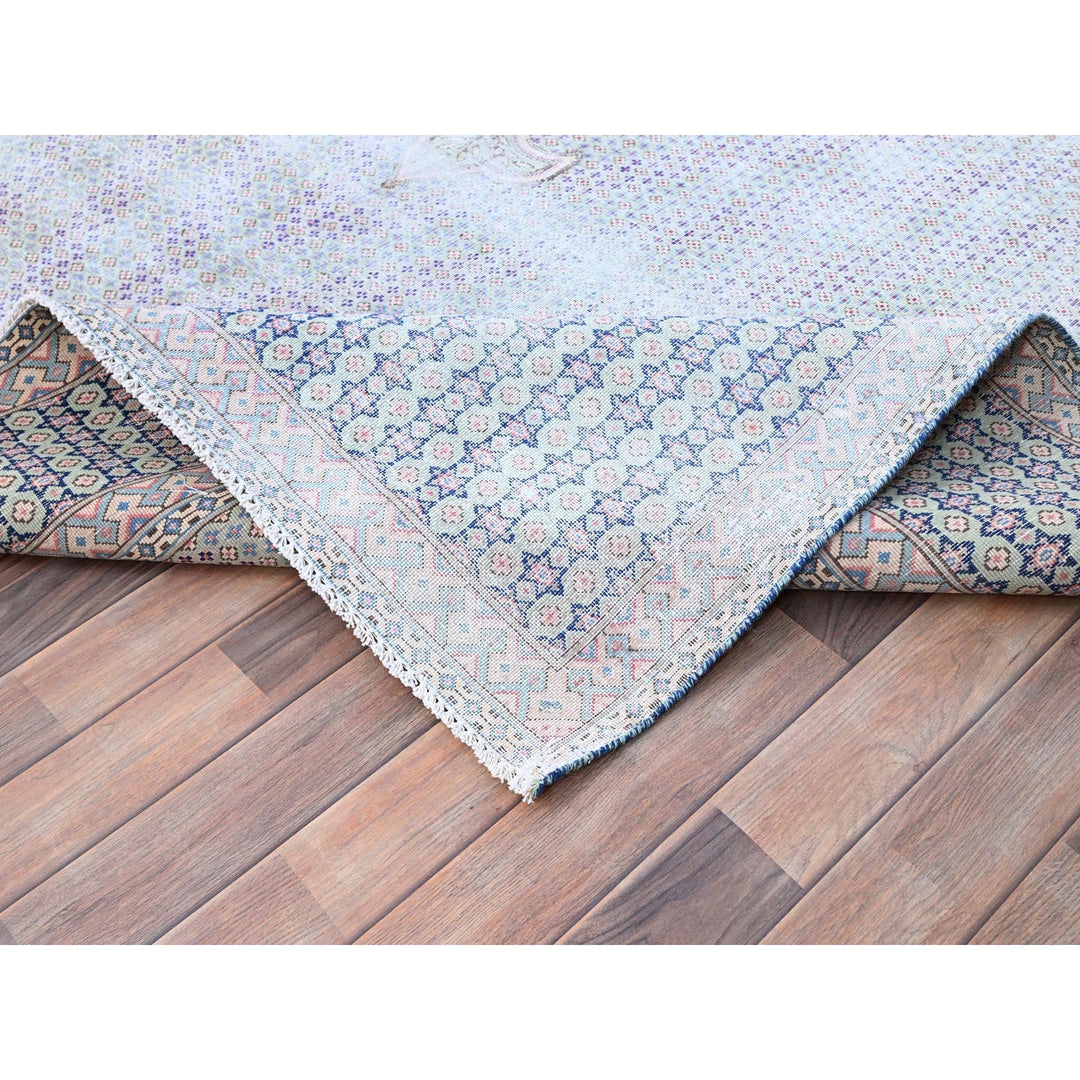 7'9" x 10'1" Vintage Hand Knotted Blue Wool Rectangle Oriental Rug - MOA10285531