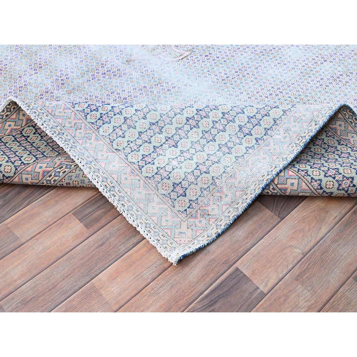 7'9" x 10'1" Vintage Hand Knotted Blue Wool Rectangle Oriental Rug - MOA10285531