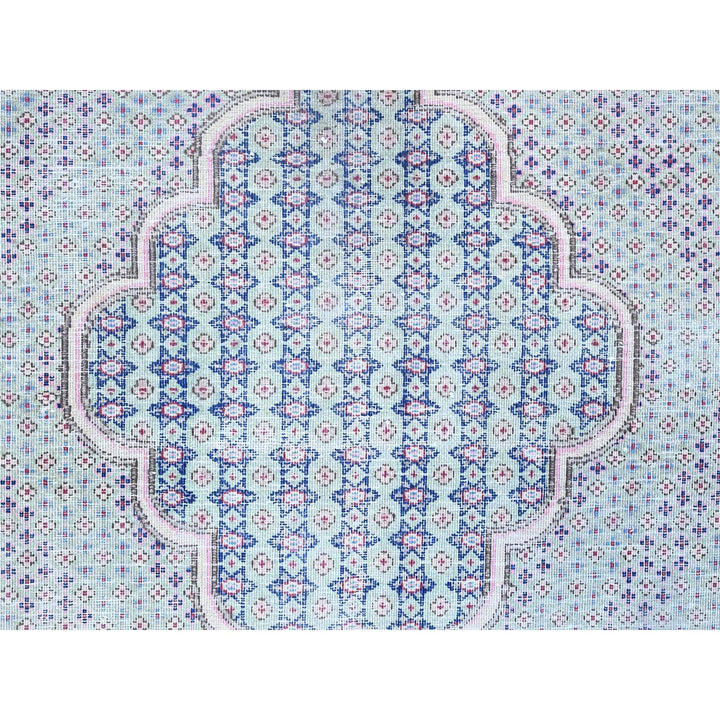 7'9" x 10'1" Vintage Hand Knotted Blue Wool Rectangle Oriental Rug - MOA10285531