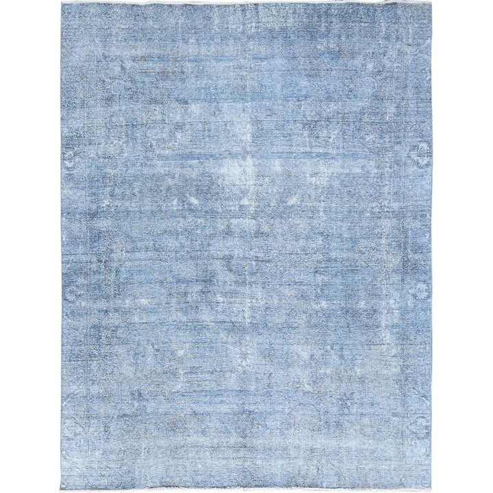 9'0" x 11'8" Vintage Hand Knotted Blue Wool Rectangle Oriental Rug - MOA10285539