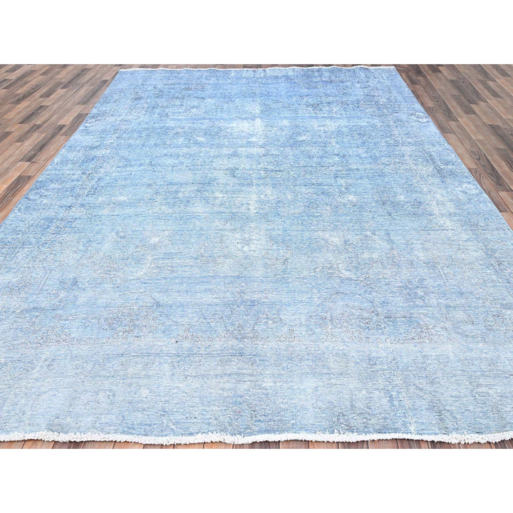 9'0" x 11'8" Vintage Hand Knotted Blue Wool Rectangle Oriental Rug - MOA10285539
