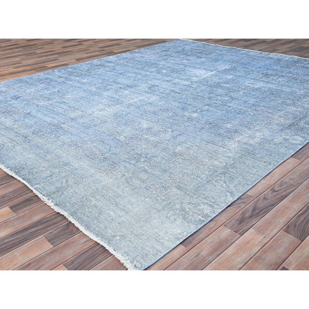 9'0" x 11'8" Vintage Hand Knotted Blue Wool Rectangle Oriental Rug - MOA10285539