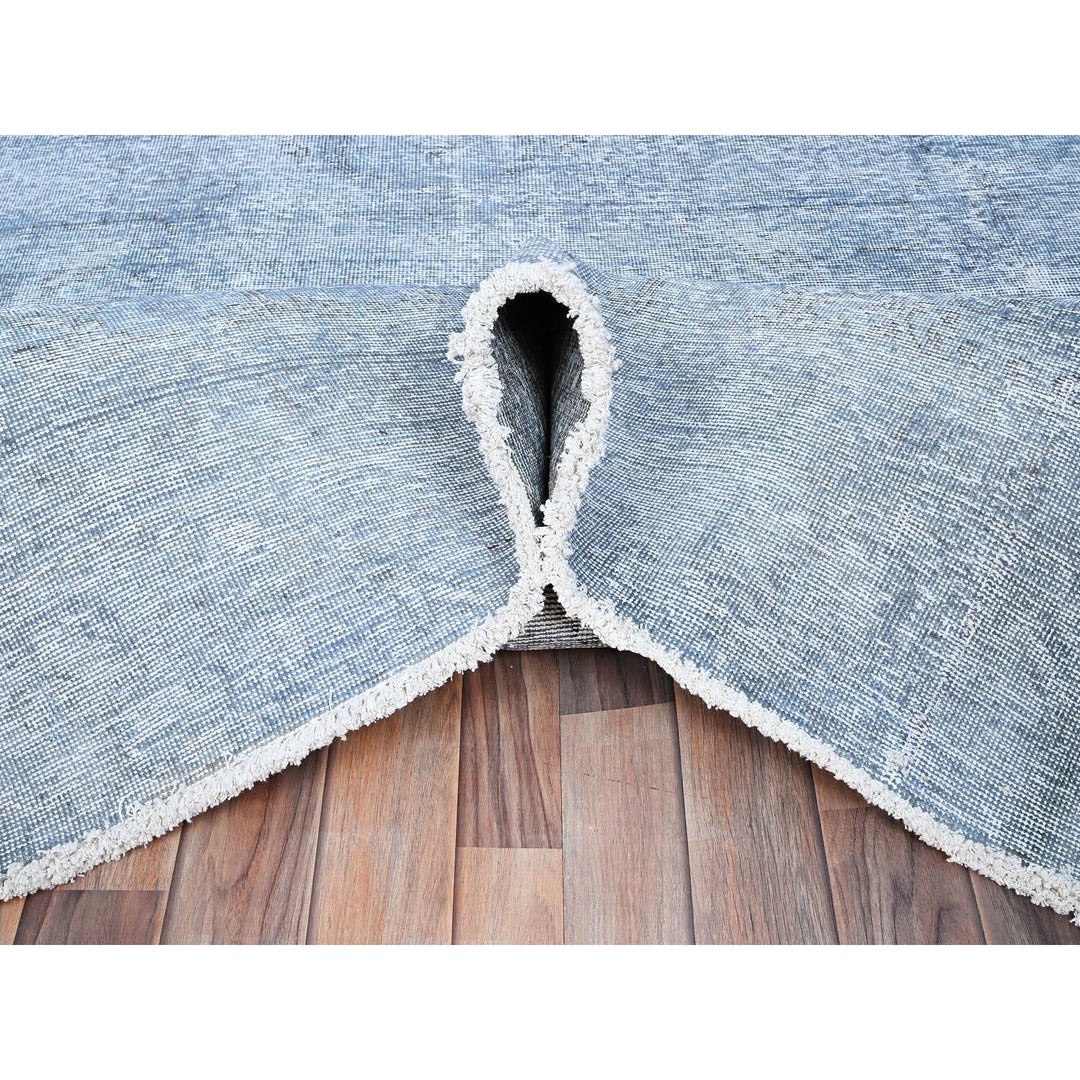 9'0" x 11'8" Vintage Hand Knotted Blue Wool Rectangle Oriental Rug - MOA10285539