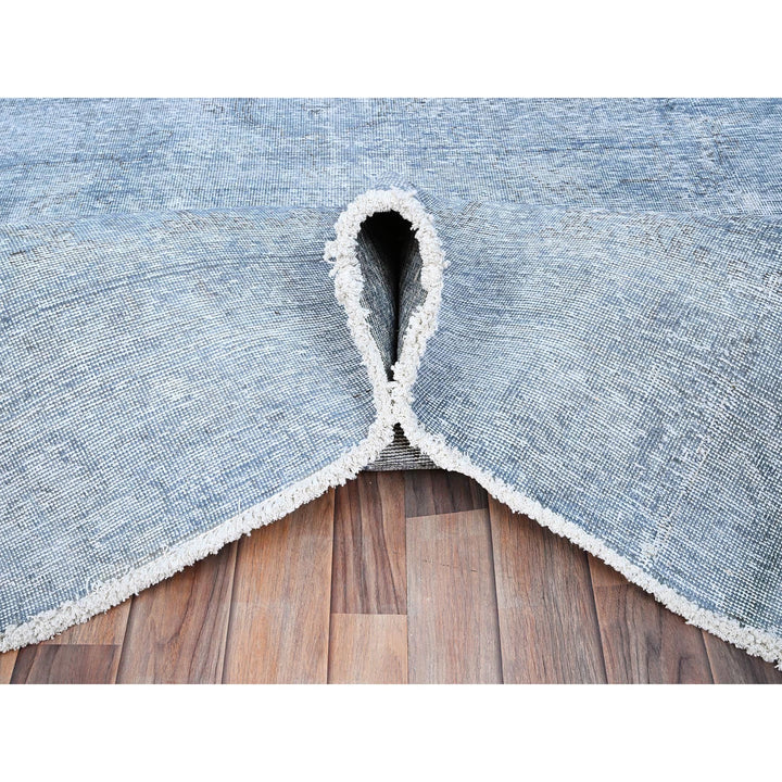 9'0" x 11'8" Vintage Hand Knotted Blue Wool Rectangle Oriental Rug - MOA10285539