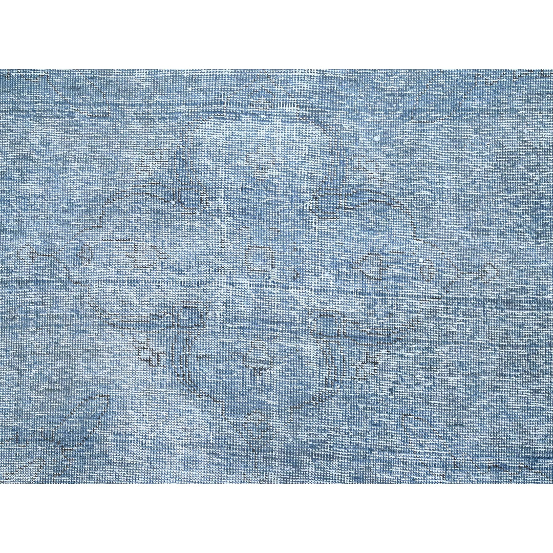 9'0" x 11'8" Vintage Hand Knotted Blue Wool Rectangle Oriental Rug - MOA10285539