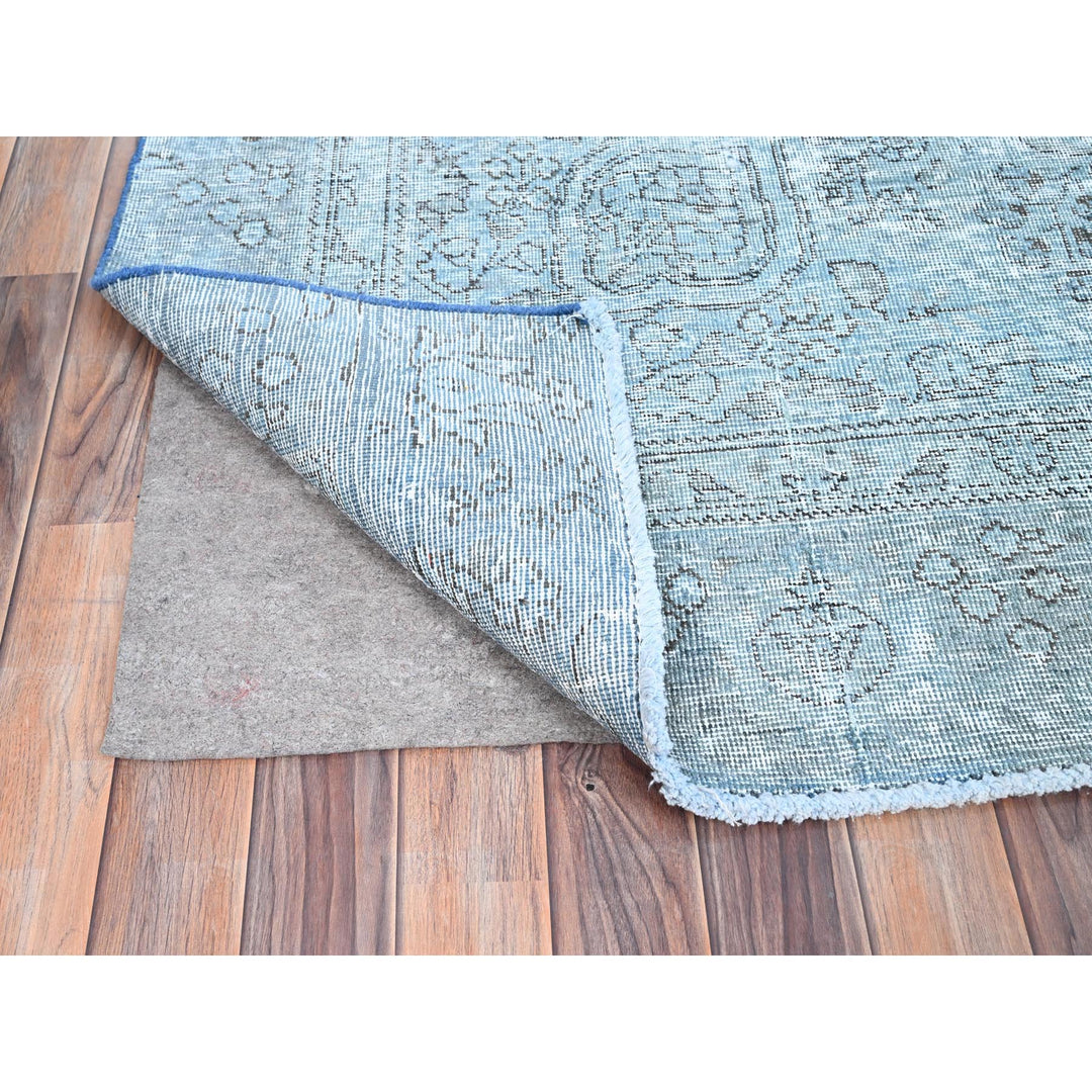7'1" x 10'7" Vintage Hand Knotted Blue Wool Rectangle Oriental Rug - MOA10285540