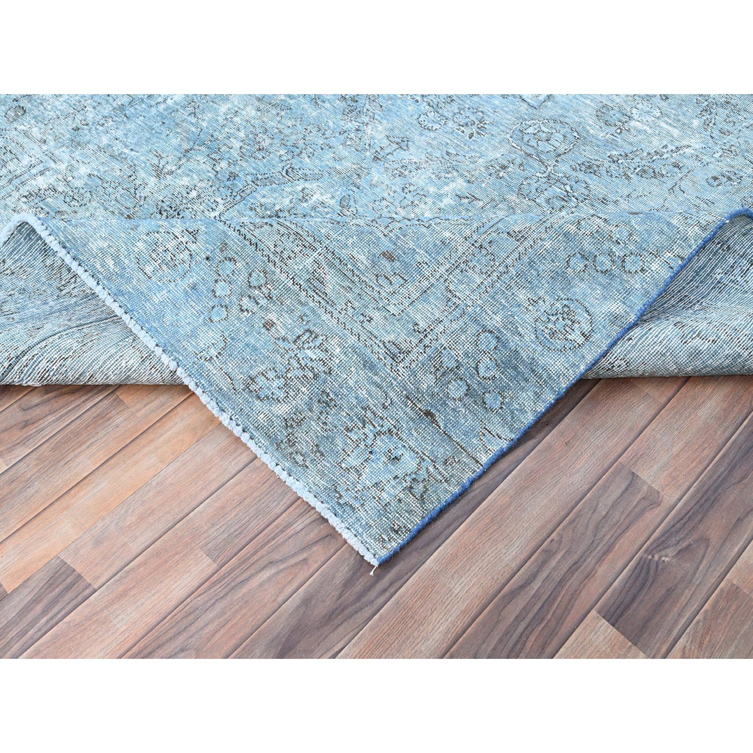 7'1" x 10'7" Vintage Hand Knotted Blue Wool Rectangle Oriental Rug - MOA10285540