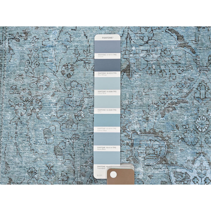 7'1" x 10'7" Vintage Hand Knotted Blue Wool Rectangle Oriental Rug - MOA10285540