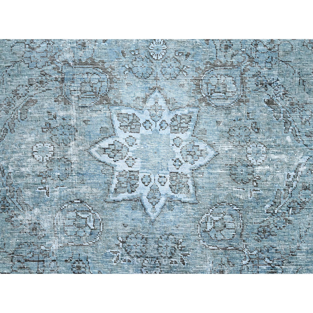 7'1" x 10'7" Vintage Hand Knotted Blue Wool Rectangle Oriental Rug - MOA10285540